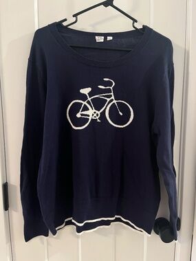 Gap Blue Women's Gap for Good Sweater Knit Bike Bicycle Detail 100% Cotton Large